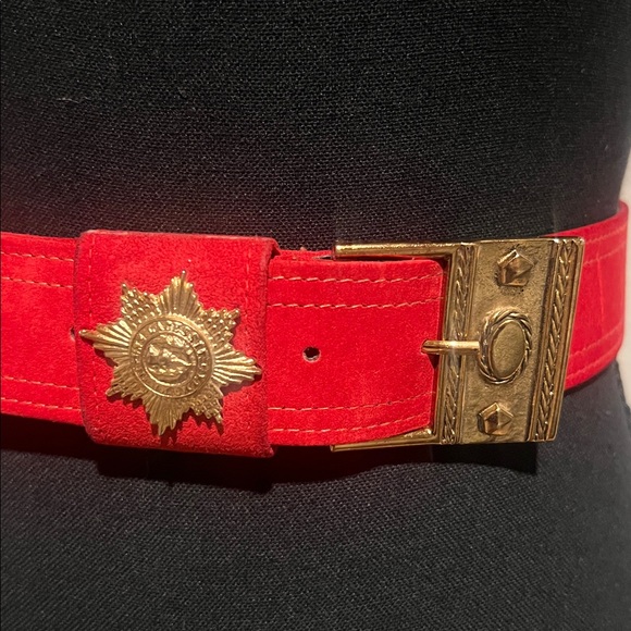 Vintage R.J. Graziano Designer Belt | Red Suede with Gold Hardware main image 3
